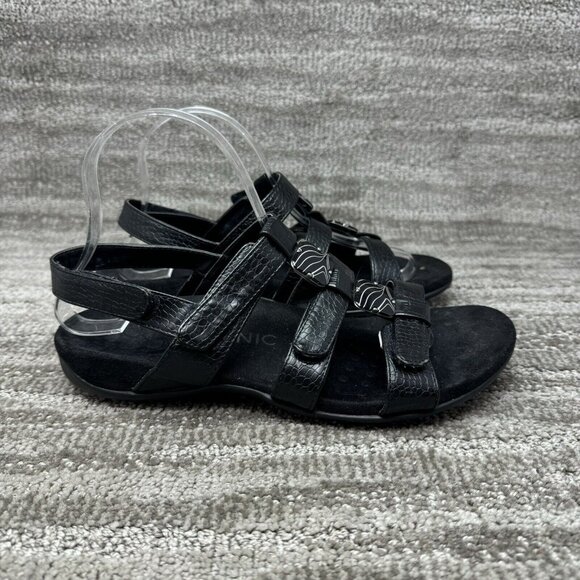 Vionic Shoes - Women's Vionic Amber Black Croc Strappy Comfort Sandals Shoes US Size 8